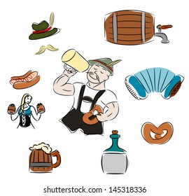 set of vector subjects for octoberfest