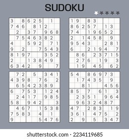 Conjunto de rompecabezas de Vector Sudoku. Nivel fácil. 