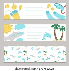 Set Vector Summer Bookmarks Palm Tree Stock Vector Royalty Free