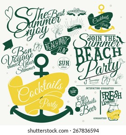 Set Of Vector Summer Calligraphic Labels And Badges Design