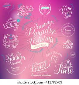 Set Of Vector Summer Calligraphic Labels And Badges Design
