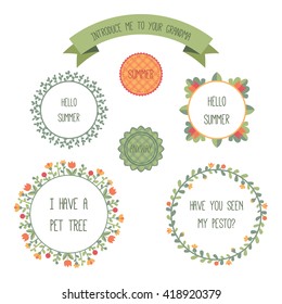 set of  vector summer floral design elements