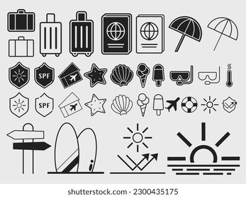 Set of Vector Summer Icons. 