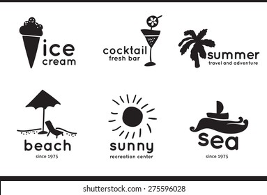 Set of vector summer logos, labels, badges and design elements. 