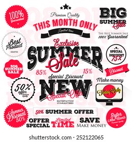 Set of vector summer sales labels and sticker design