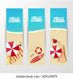 Set of vector summer travel banners.
