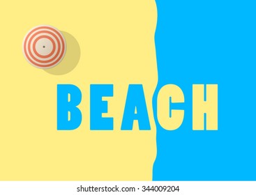 Set of vector summer travel poster with beach umbrella