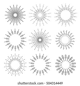 Set of vector sunbursts