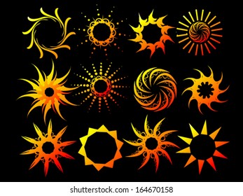 set of vector suns, suns collection. Vector