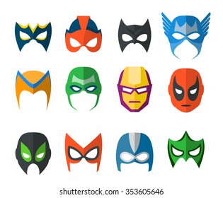 Set of vector super hero masks in flat style