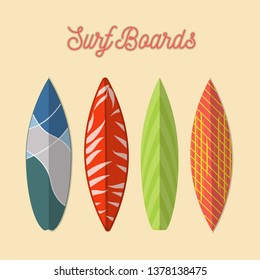 Set of vector surfboard isolated. vector illustration for graphics.