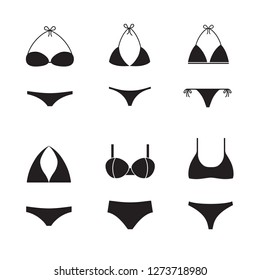 Set of vector swimsuits shapes isolated on white background