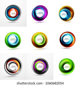 Set of vector swirl geometric icons, abstract modern shiny symbols