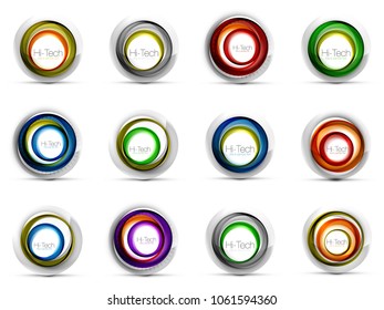 Set of vector swirl geometric icons, abstract modern shiny symbols