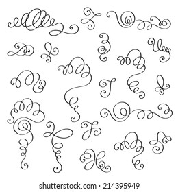 Set of vector swirl ornaments. Calligraphic design elements and page decoration.