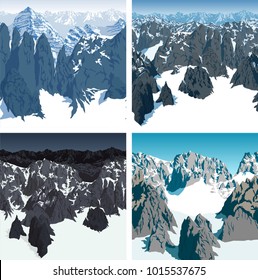 set of vector swiss alps mountains background texture seamless patterns