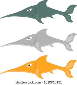 Set of vector swordfish. Illustration on the theme of the inhabitants of the seas and oceans.