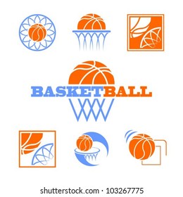 set of vector symbols basketball