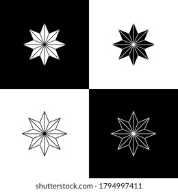 Set of vector symbols of Compass or Wind Rose on a black-white background. Freemasonry illustration easy to edit and customize. Eps10
