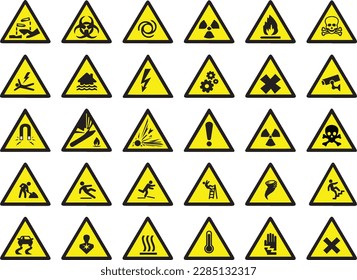 Set of vector symbols for different warnings.