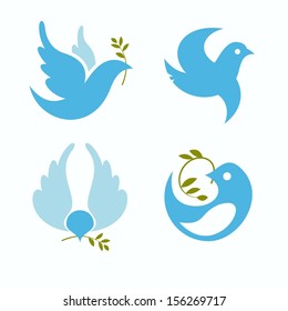 set of vector symbols dove of peace