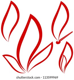 Set of vector symbols of fire