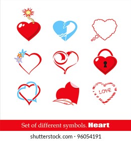 set of vector symbols. heart