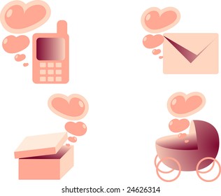 set of vector symbols on Valentine Day