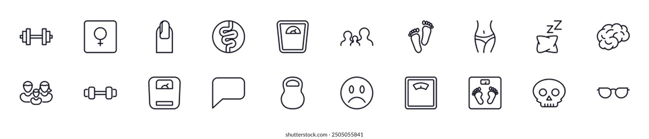 Set of vector symbols of people. Editable stroke. Simple outline signs that perfect for banners, infographics, web sites