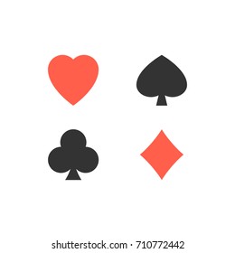 Set of vector symbols of playing cards suit. Flat vector illustration.