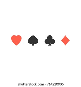 Set of vector symbols of playing cards suit. Flat vector illustration.