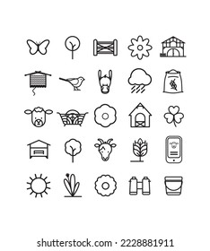 set of vector symbols to represent eco-grazing. useful elements to illustrate the buttons of a website, a graphic charter, a brochure, social networks