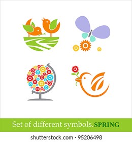 set of vector symbols of spring.