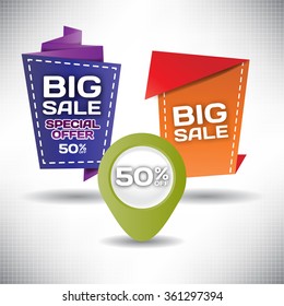 Set vector tag Big Sale paper banner special offer origami