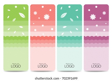 Set of vector tags or bookmarks,soft color and nature concept design,Classic modern pattern