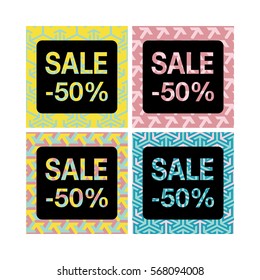 Set of vector tags Sale on different backgrounds