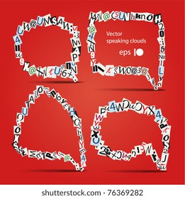Set of vector talk bubbles of letters from newspaper and magazines