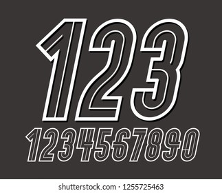 Set of vector tall retro condensed numbers can be used as logo design element