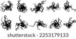 Set of  vector tangle of tentacles - vector design of decorative plexus templates kit
