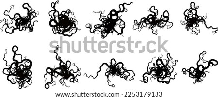 Set of  vector tangle of tentacles - vector design of decorative plexus templates kit
 Foto d'archivio © 