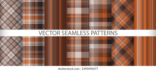 Set vector tartan texture. Fabric plaid background. Seamless pattern check textile collection.