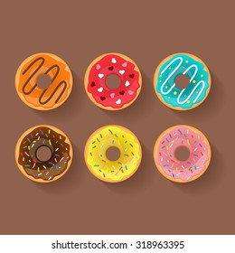 Set of vector tasty donuts