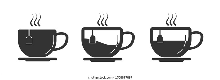 Set of vector tea Cup icons. Simple stock design isolated on a white background for websites and apps
