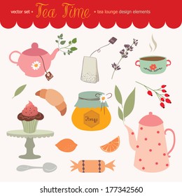 Set of vector tea time