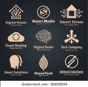 Set of vector technology, network and computer science logo.