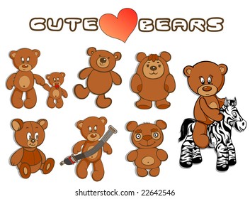 set of vector teddy bears