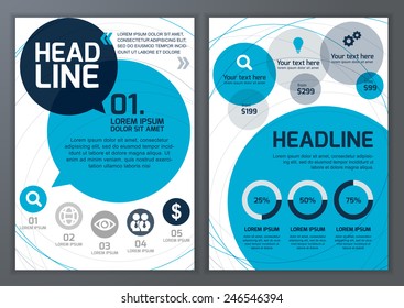 Set of vector template for brochure, flyer, poster, application and online service.  Colorful circles vector background.