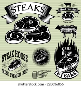 set vector template for grilling, barbecue, steak house, menu