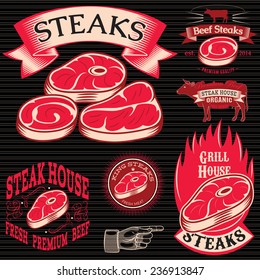 set vector template for grilling, barbecue, steak house, menu