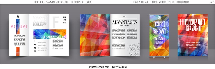 Set of Vector template layout annual report,brochure,cover,flyer,leaflet,business presentation,booklet,roll up,book,magazine,banner,document,poster,promotion,catalog.Abstract background illustration